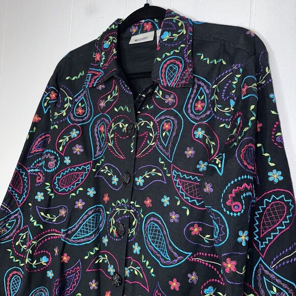 Units Women’s Paisley Floral Embroidered Jacket Black Size Small - Picture 3 of 5